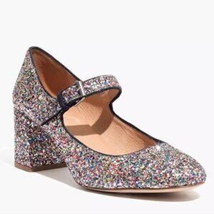 Madewell Glitter Block Heel Mary Janes